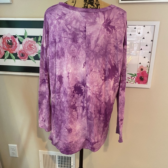Purple Tie Dye Cozy Long Sleeve Top - Picture 4 of 4